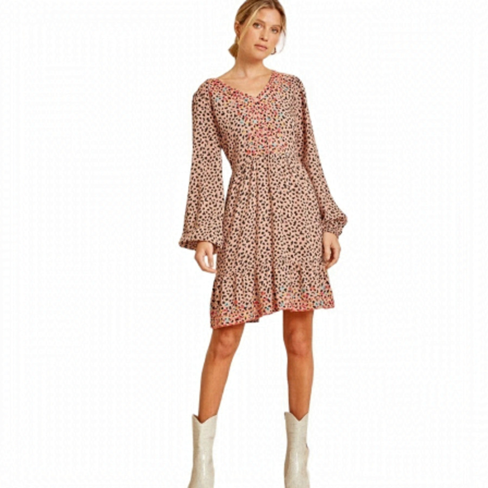 Savanna Jane Mocha Leopard Long-Sleeve Dress